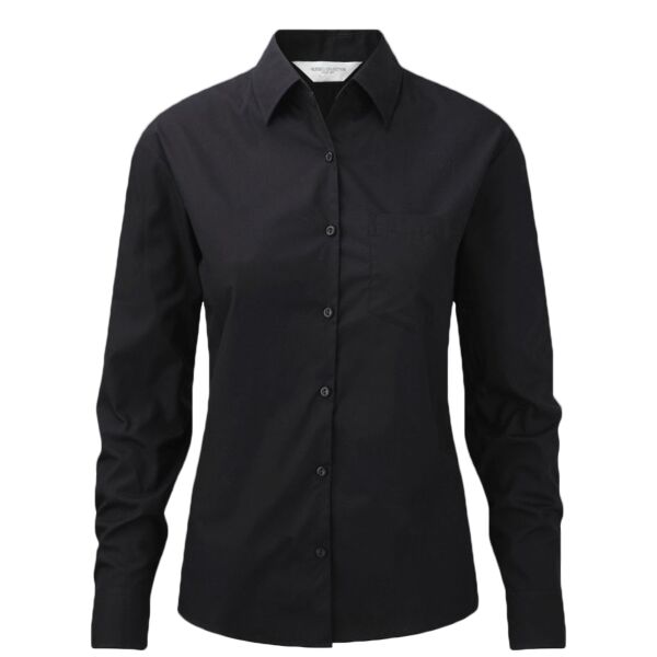 Russell Collection Ladies Long Sleeve Easy Care Cotton Poplin Shirt Thumbnail